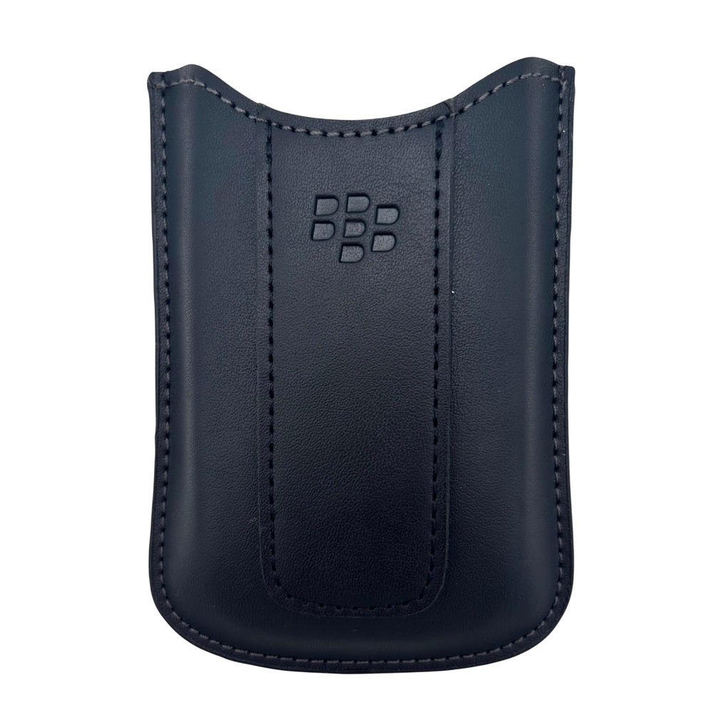 NEW BlackBerry Genuine Leather Pocket Sleeve Case Black Embossed Logo
